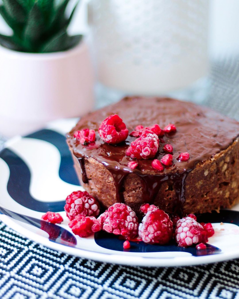Bowl cake healthy aux framboises