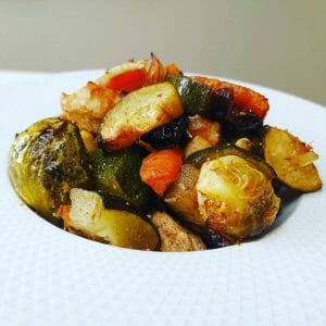 Poulet et légumes rotis au miel